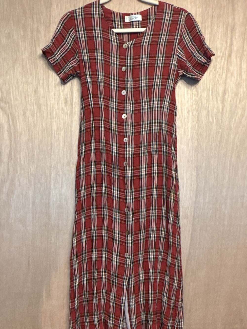 90’s Vintage Plaid Midi Dress Red Black White Creative Jo-An